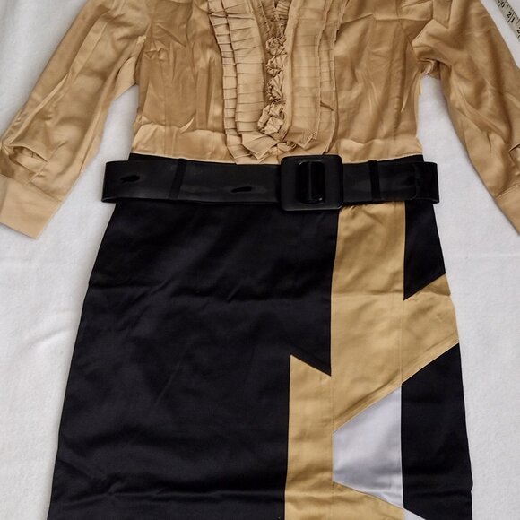 Rachael G. Black and Gold Satin Dress, Size M - Picture 10 of 16
